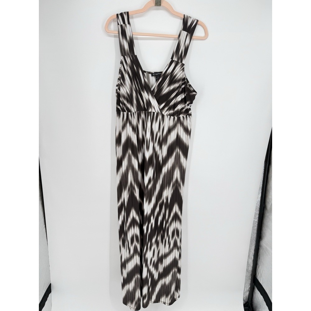 INC‎ Black White Abstract Ikat Sleeveless Empire Waist Maxi Dress Size 2X